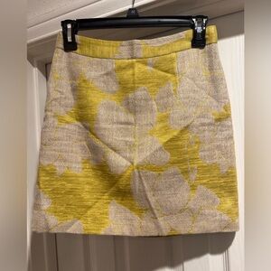 Zara Yellow and Cream Floral Mini Skirt